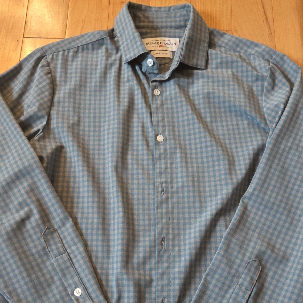 Mizzen+Main Plaid Dress Shirt Large Standard Fit